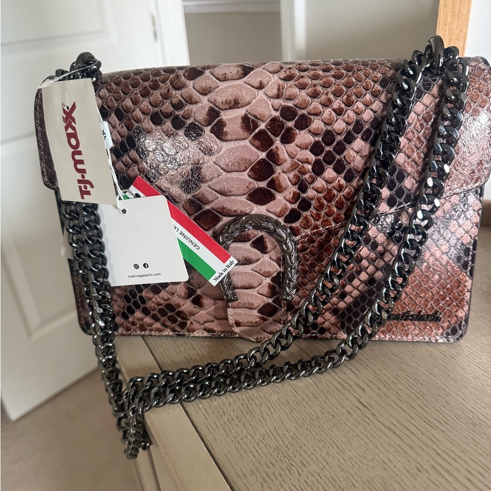 Stylish Brown Snake Print Bag